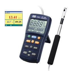 台湾泰仕TES-1341热线式风速计 TES1341（USB接口连接电脑）